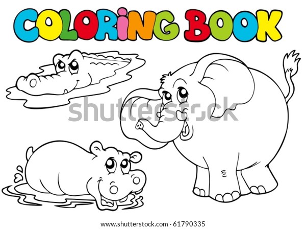 Coloring Book Tropic Animals 1 Vector Stock Vector (Royalty Free ...