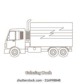 Coloring book truck vector illustration