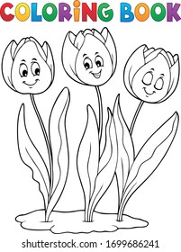 Imagen 1 de la flor tulipán del libro coloreado - ilustración vectorial eps10.