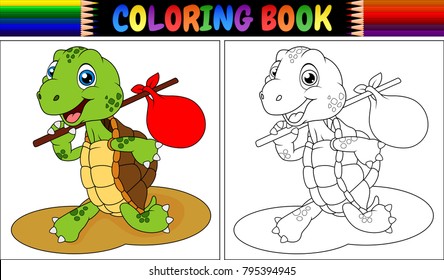 Coloring book turtle cartoon