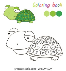 Coloring book turtle kids layout for game vector illustration