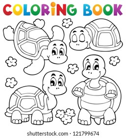 Coloring book turtle theme 1 - vector illustration.