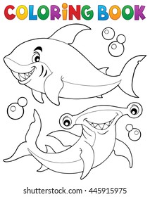 Coloring book with two sharks - eps10 vector illustration.