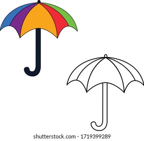 Coloring book Umbrella vector illustration design