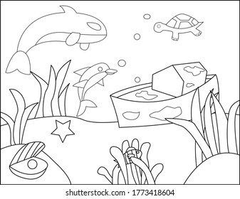 Coloring book of Underwater, good for children