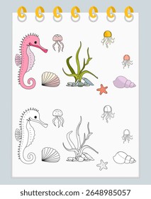 Livro de colorir Subaquático Seabed Oceano Mar Habitat