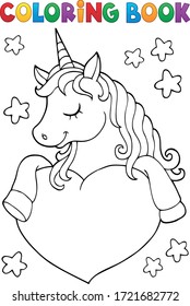 Coloring book unicorn and heart 1 - eps10 vector illustration.