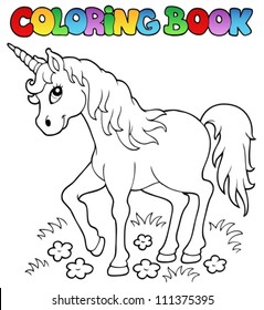 Coloring book unicorn theme 1 - vector illustration.