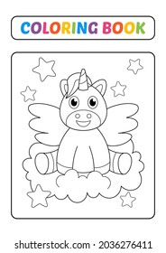 Coloring book, unicorn vector image
