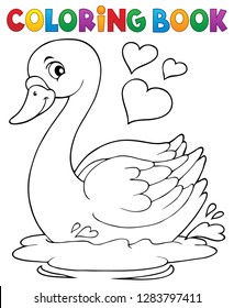 Coloring book Valentine swan theme 1 - eps10 vector illustration.
