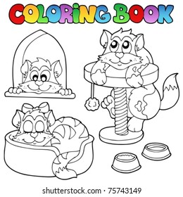 Coloring book with various cats 1 - vector illustration.