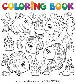 Coloring book various fish theme 1 - eps10 vector illustration.