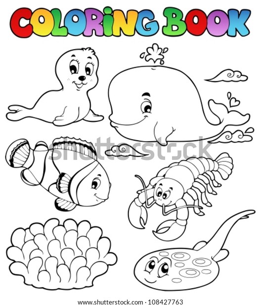 Download Coloring Book Various Sea Animals 3 Stock Vector Royalty Free 108427763