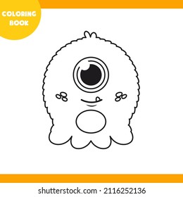 Coloring book, vector cute monster.