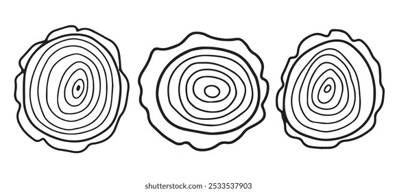 coloring book. vector drawing, graphics. saw cut of a tree, black and white drawing and a piece of wood, the theme of ecology, woodworking