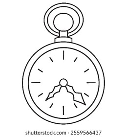 Coloring book. Vector drawing, old pocket watch. vintage