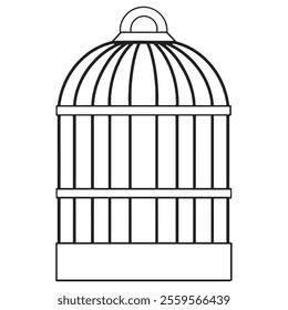 Coloring book. Vector drawing, old bird cage. Vintage illustration