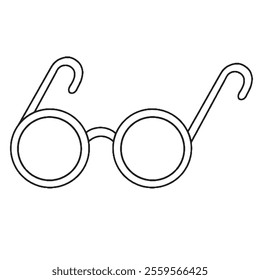 Coloring book. Vector drawing, vintage round glasses. wizard school, magic