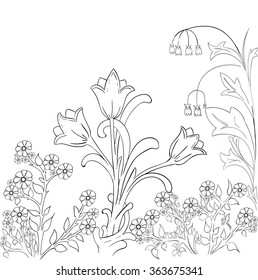 Coloring book. Coloring. Vector hand drawn. 
Illustrations for the book. 
Print for T-shirt. 
Black and white drawing. 
