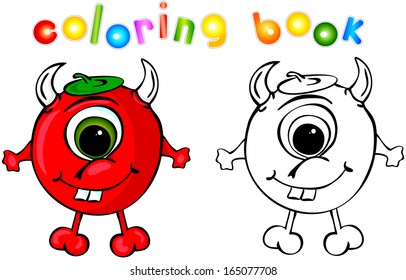 Coloring book. Vector illustration of funny devil