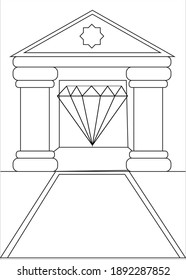 
Coloring book vector with a picture of a palace filled with diamonds, perfect for training children's creativity.