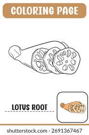 COLORING BOOK VEGETABLE SERIES VECTOR ILLUSTRATION_LOTUS ROOT