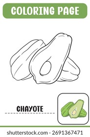 FARBBUCH PFLANZENSERIE VEKTOR ILLUSTRATION_CHAYOTE