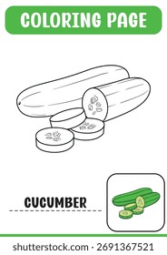 LIVRO DE COLORAÇÃO VEGETAL SÉRIE VETOR ILLUSTRATION_CUCUMBER