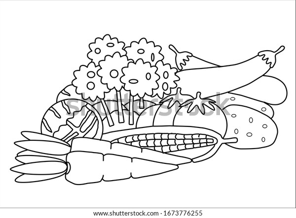 Coloring Book Vegetables Children Stock Vector (Royalty Free) 1673776255