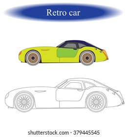 Coloring book ( Vintage car. Retro car ) for children. Vector illustration