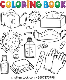 Coloring book virus prevention set - eps10 vector illustration.