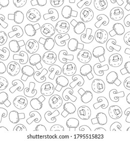 coloring book Wallpaper seamless pattern of mushrooms