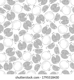 Coloring book Wallpaper seamless pomegranate fruit pattern