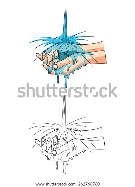 Download Coloring Book Washing Hand Cartoon Character Stock Vector Royalty Free 262768760