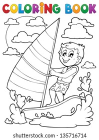 Coloring book water sport theme 1 - eps10 vector illustration.