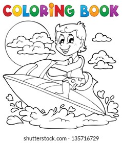 Coloring book water sport theme 2 - eps10 vector illustration.