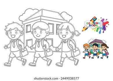 Coloring book welcome back to school vector design.