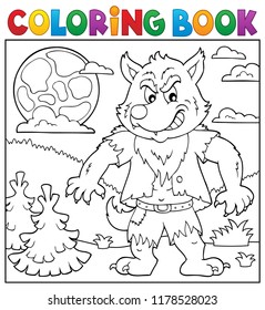 Coloring book werewolf topic 2 - eps10 vector illustration.