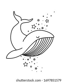 Coloring book: whale and stars