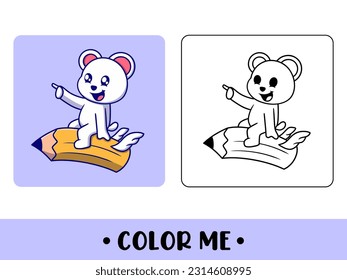 Coloring book white bear. Cute cartoon character. education for kids