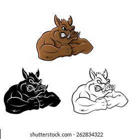 Coloring book Wild Boar cartoon character
