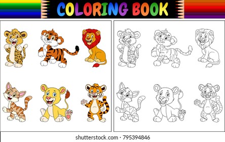 Coloring book with wild cats collection 