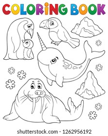 Coloring book winter animals topic 1 - eps10 vector illustration.