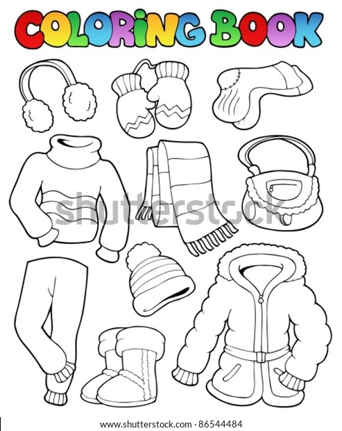 Coloring Book Winter Apparel 1 Vector Stock Vector (Royalty Free ...