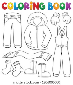Coloring Book Winter Clothes Topic Set Stock Vector (Royalty Free ...