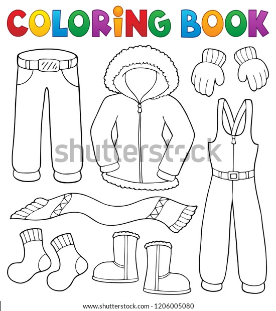 Coloring Book Winter Clothes Topic Set Stock Vector (Royalty Free ...