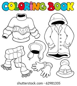 Coloring Book Winter Clothes Vector Illustration Stock Vector (Royalty ...