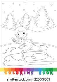 Coloring book winter theme 1 - vector illustration.