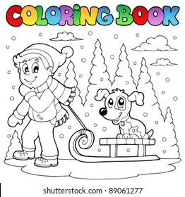 Coloring Book Winter Theme 1 - Vector Illustration.