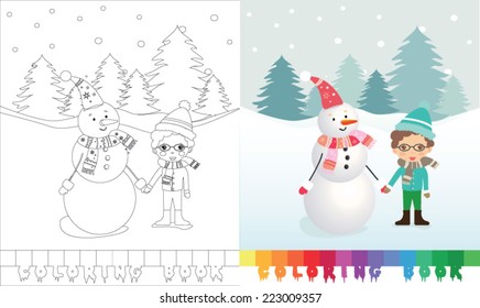 Coloring book winter topic 7 - vector illustration.